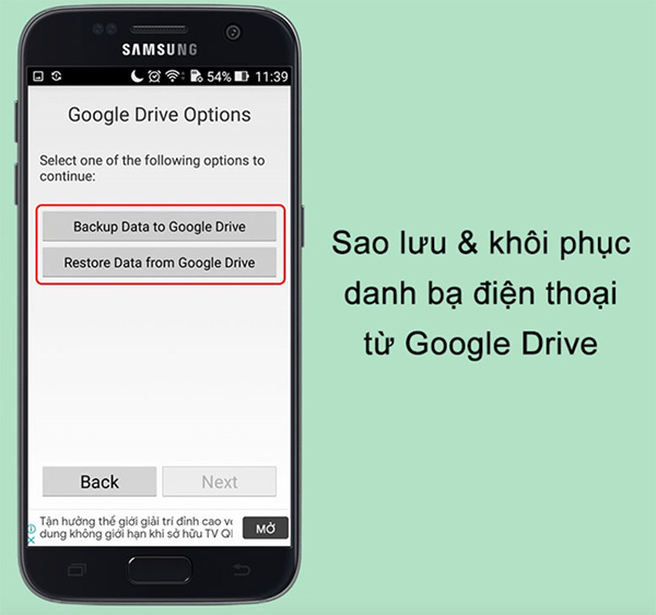 Sao lưu và khôi phục danh bạ điện thoại từ Google Drive