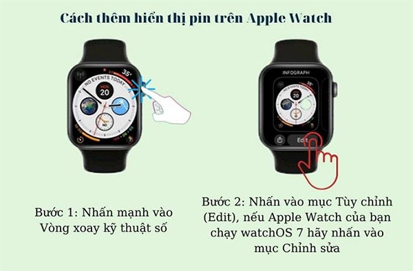 Cách thêm hiển thị pin trên Apple Watch
