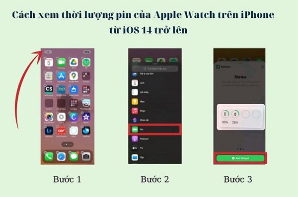 Cách thêm tiện ích Pin vào màn hình chính với thiết bị dùng iOS 14 trở lên