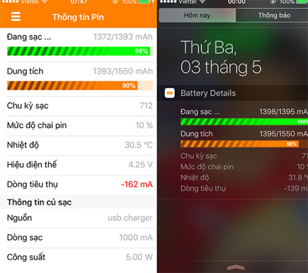 Kiểm tra độ chai pin iPhone bằng Battery Details