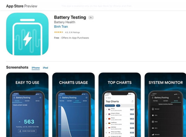 Kiểm tra độ chai pin iPhone bằng Battery Testing